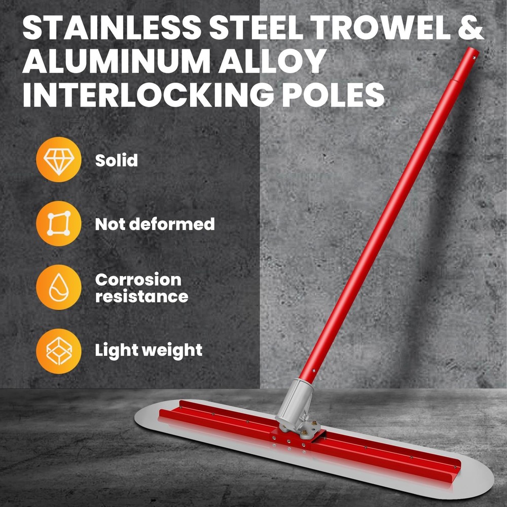 48"x12" Bull Float Concrete Tools Cement Trowel Finishing Tool w/ Bracket Handle