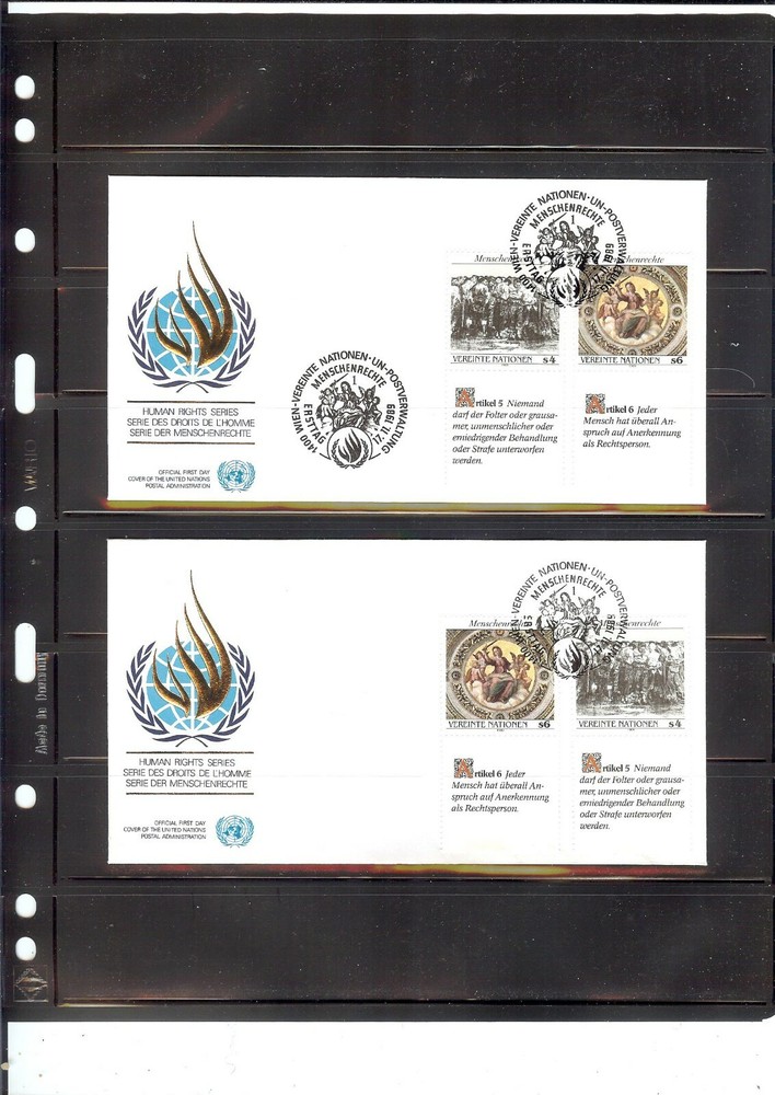 1989 Human Rights FDC's (Combos)- Vienna Office - UNPA Cachet-(431)