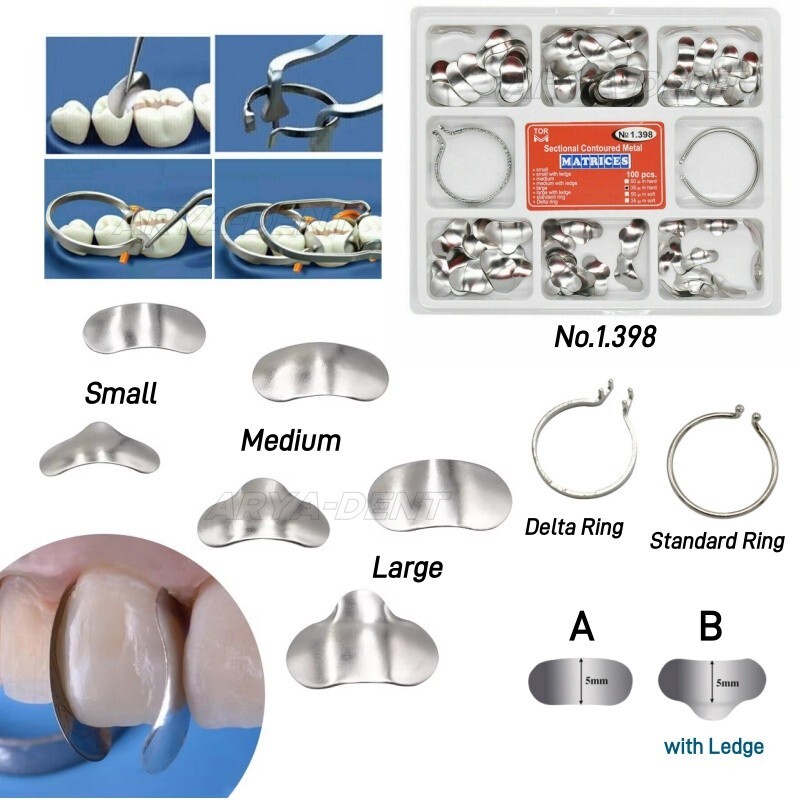 Dental Matrix Bands Metal Sectional Contoured Matrices Teeth Seperating Ring