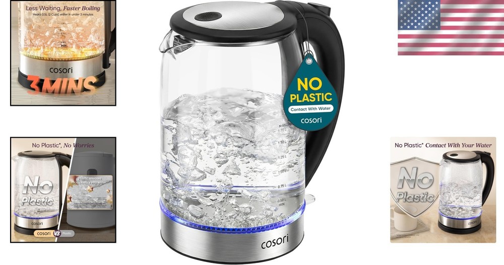 Borosilicate Glass Hot Water Boiler, No Plastic