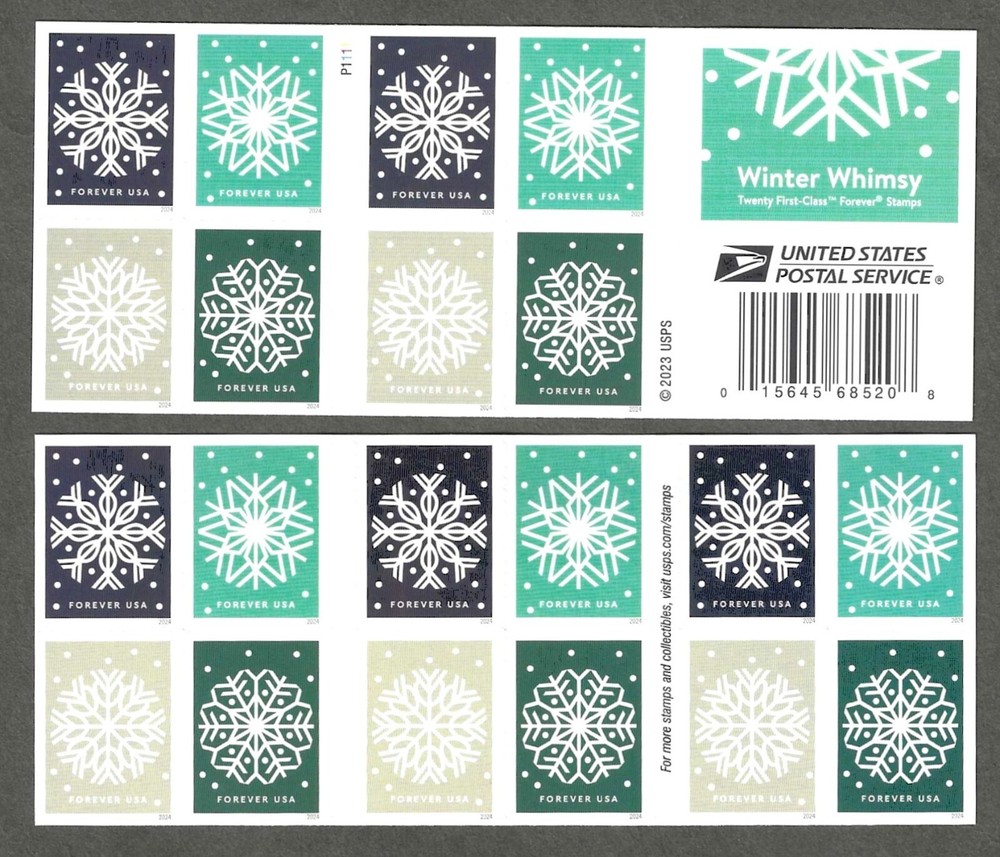 5948-51 MNH Booklet of 20 First Class Forever Stamps - Winter Whimsy