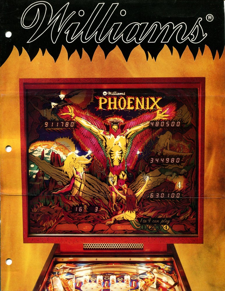 Phoenix Williams Pinball Flyer / Brochure / Ad