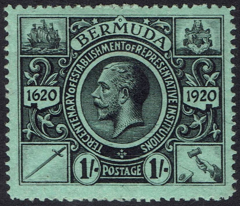 BERMUDA 1921 KGV TERCENTENARY 1/-