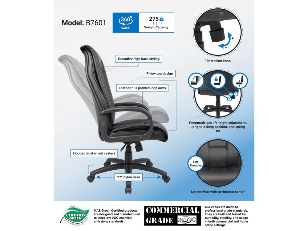 BOSS Office Products B7601 Executive Chairs