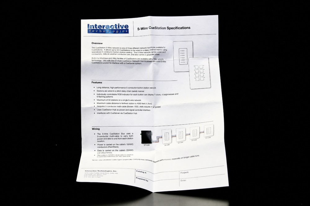 Interactive Technologies CueStation Ultra Preset Panel, 5-Wire, 2 Button, White