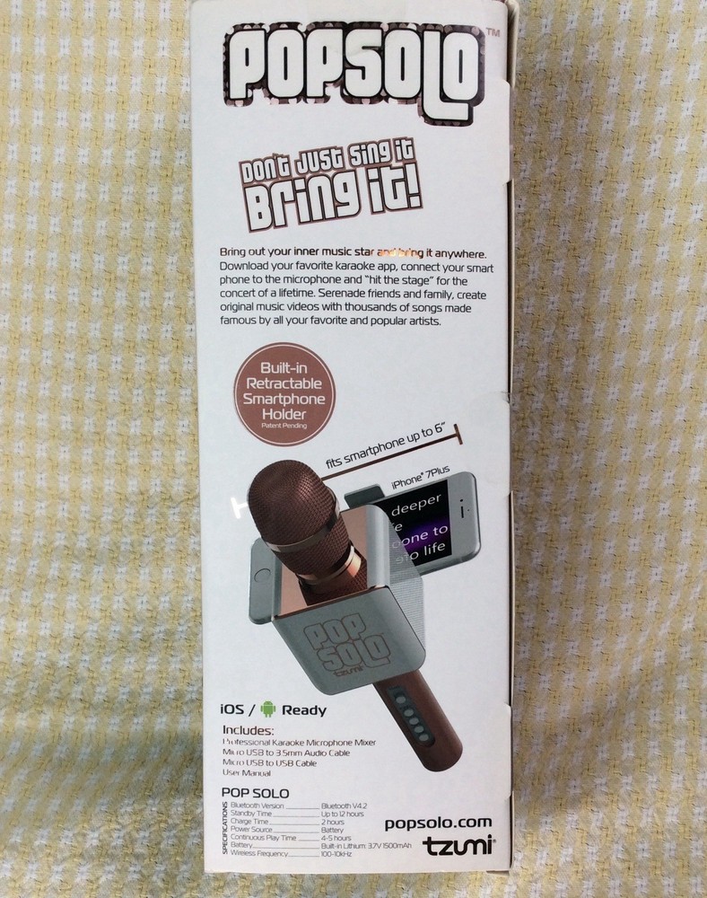 Pop Solo Bluetooth Karaoke Microphone Rose Gold / White