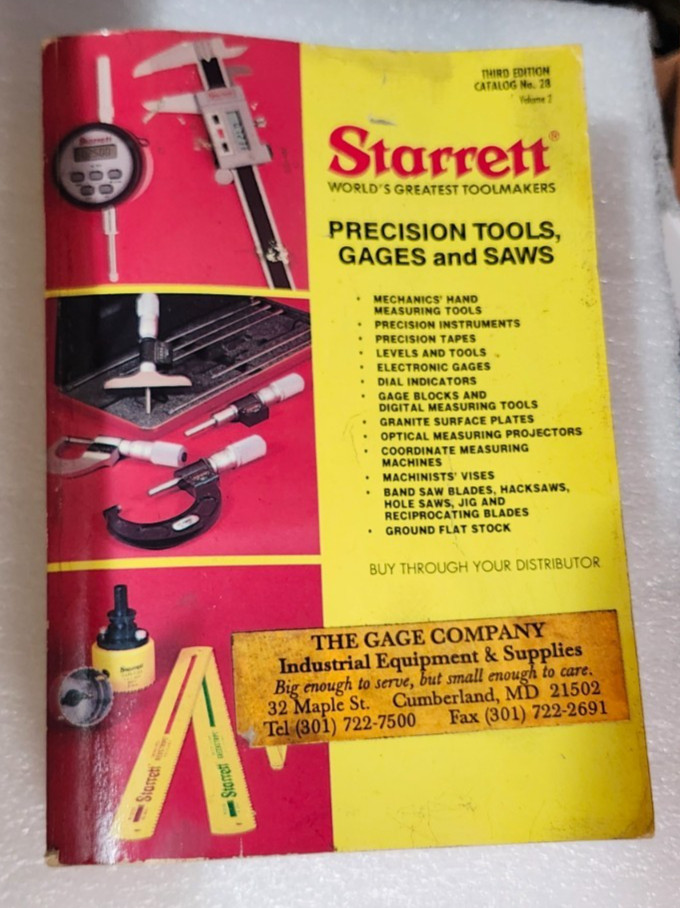 Starrett Second Edition Catalog No. 28  Precision Tools Gages & Saws