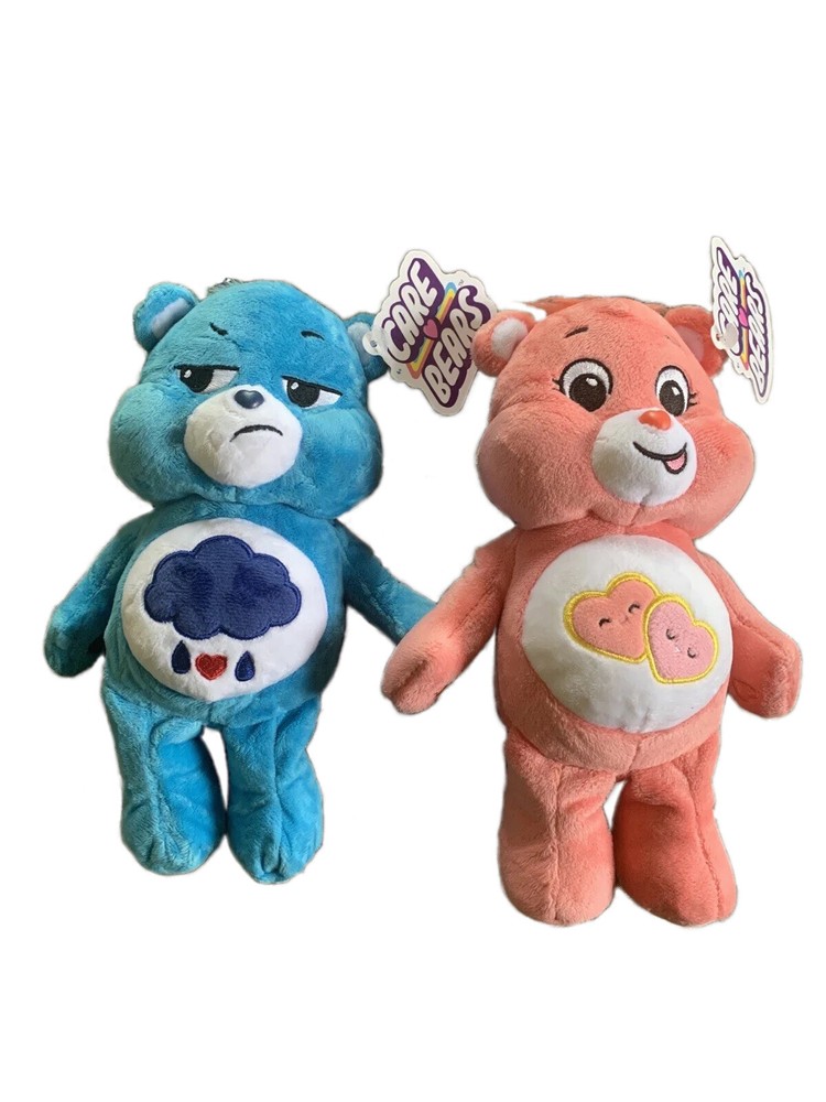 Care Bears Grumpy Bear & Love-a-Lot Bear 9” Soft Plush NEW