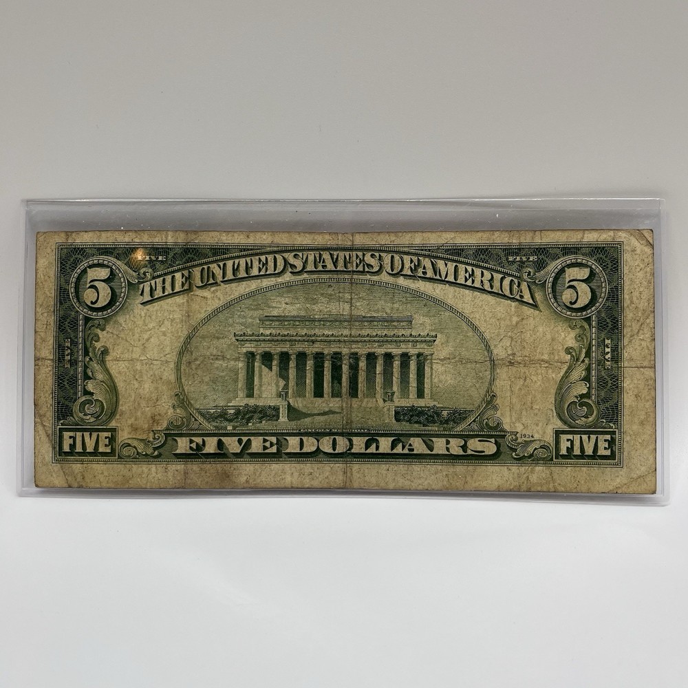 1934-C $5 Silver Certificate Blue Seal Five Dollar Bill