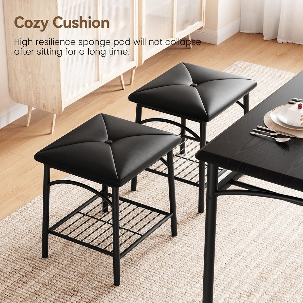 Dining Table Set for 4 Kitchen Table Set w/Upholstered Bench and Stools Storage