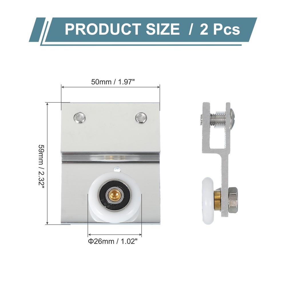 2 Pcs 26mm Diameter Frameless Sliding Shower Door Roller Replacement Silver