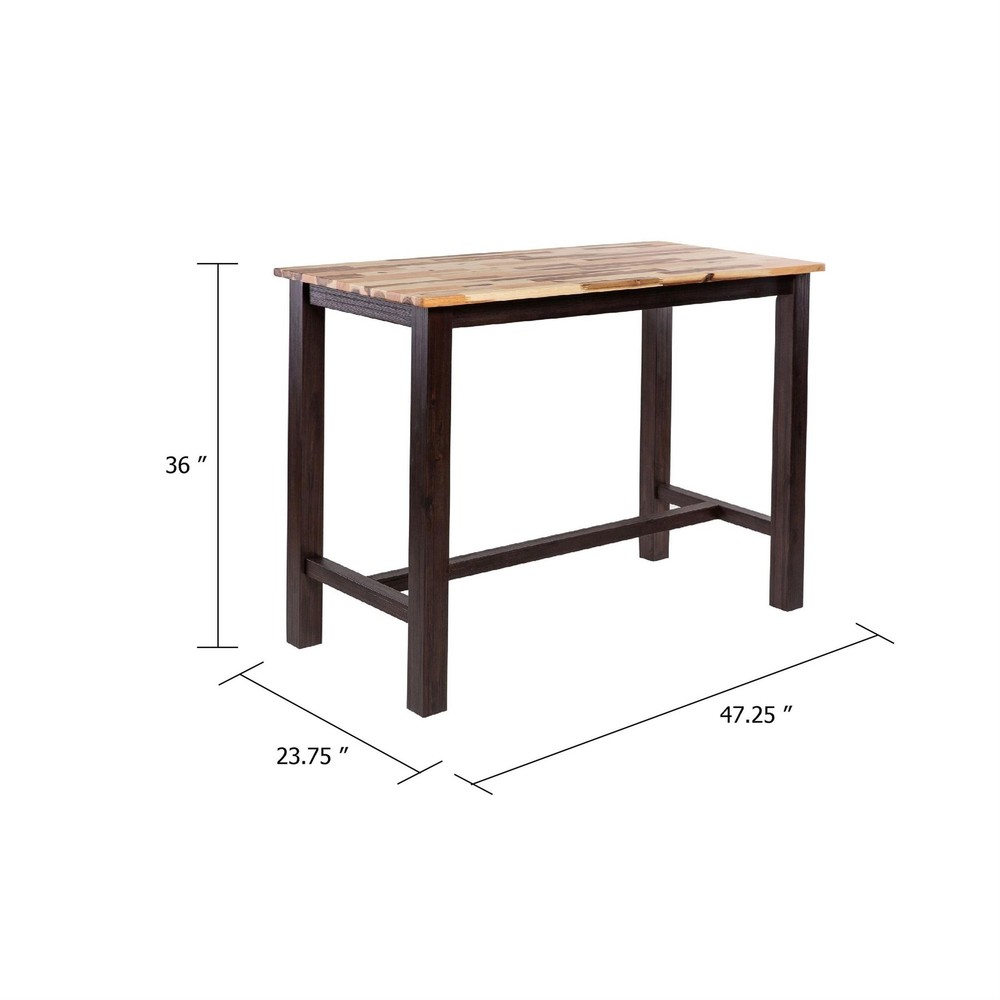 Amber Pub Table-47 Inch Rectangular Top-Espresso Brown Trestle Base