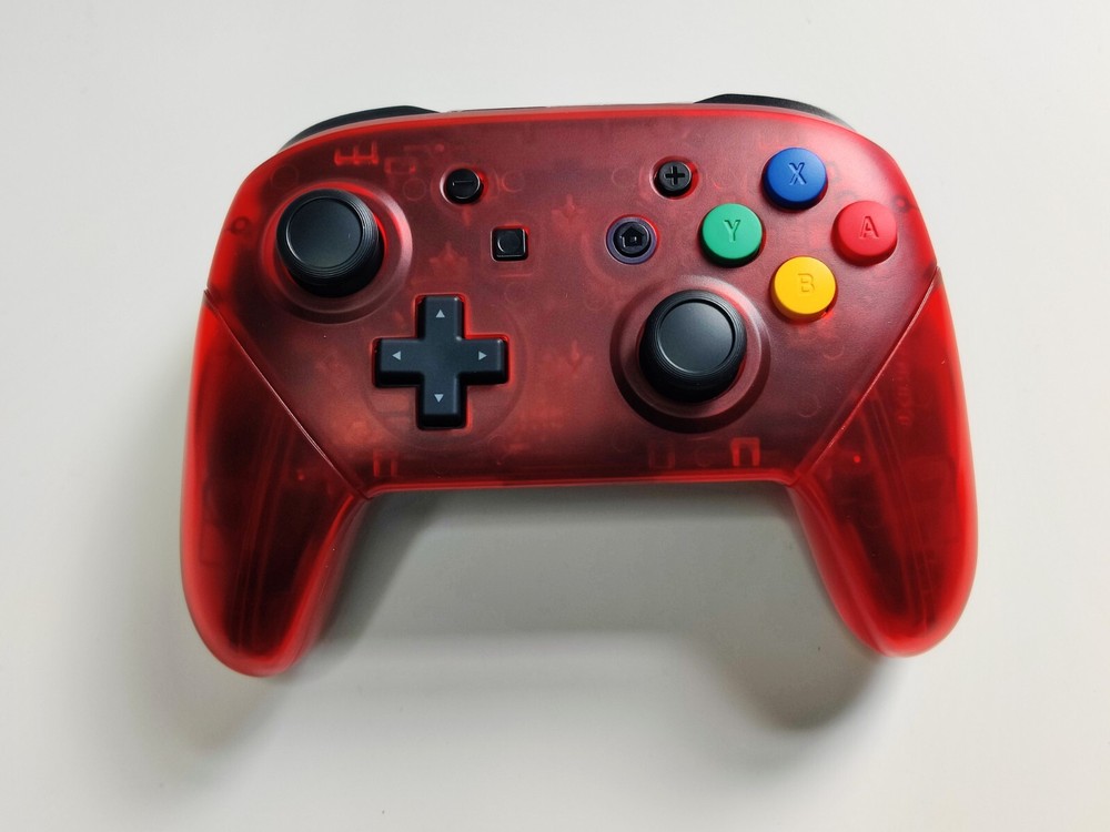 Custom Clear Red Nintendo Switch Pro Controller with Colorful Button
