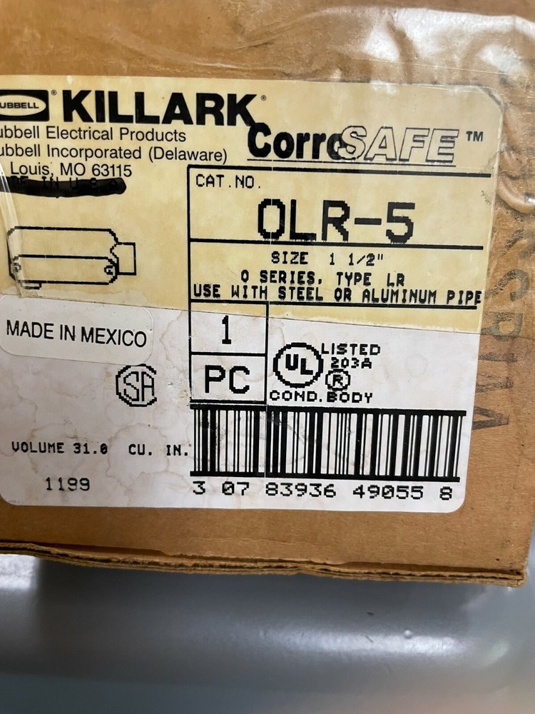KILLARK OLR-5 ALUMINUM CONDUIT BODY 1-1/2" Type LR