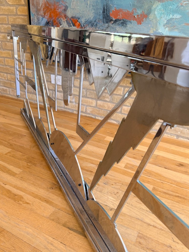 Art Deco Original Machine Age Chrome Brass Architectural Sculpture Panel Railing