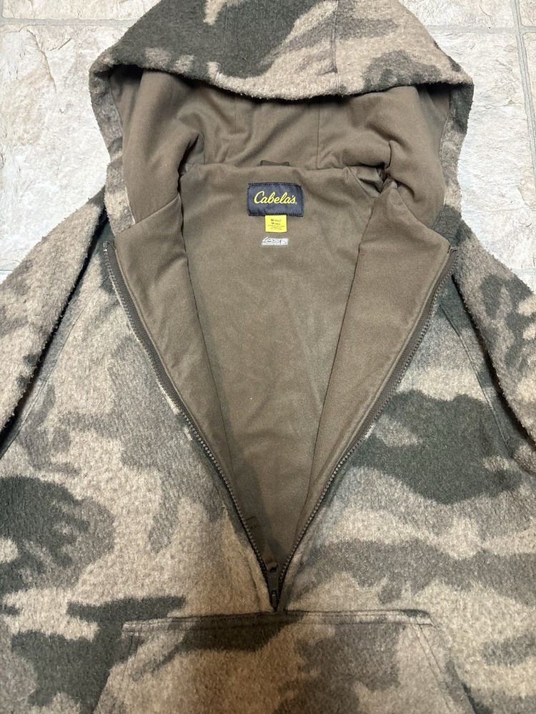 Cabelas Wooltimate Windshear Wool Camo Jacket 1/2 Zip Men’s Medium