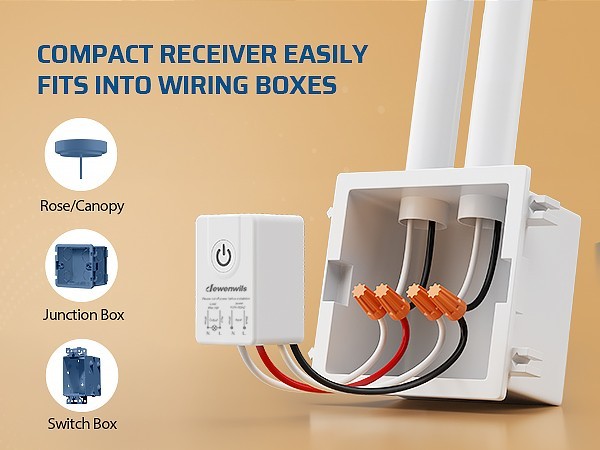 DEWENWILS No Wiring Light Switch & Receiver, 2 Transmitter, 100FT RF Remote