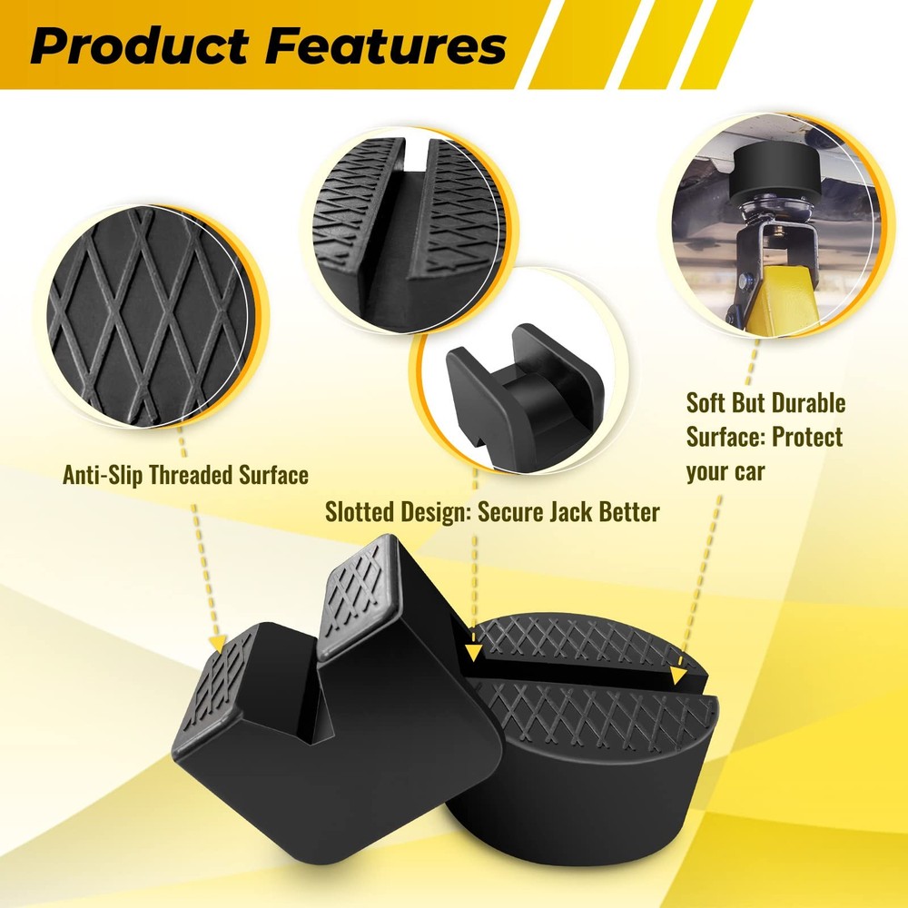 Rubber Jack Pad Pinch Weld Adapter, Universal Slotted Frame Rail Protector for