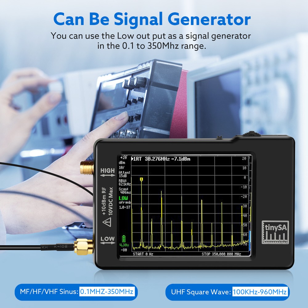 2.8" LCD TinySA Spectrum Analyzer 100kHz--960MHz Frequency Analyzer USB Type-C