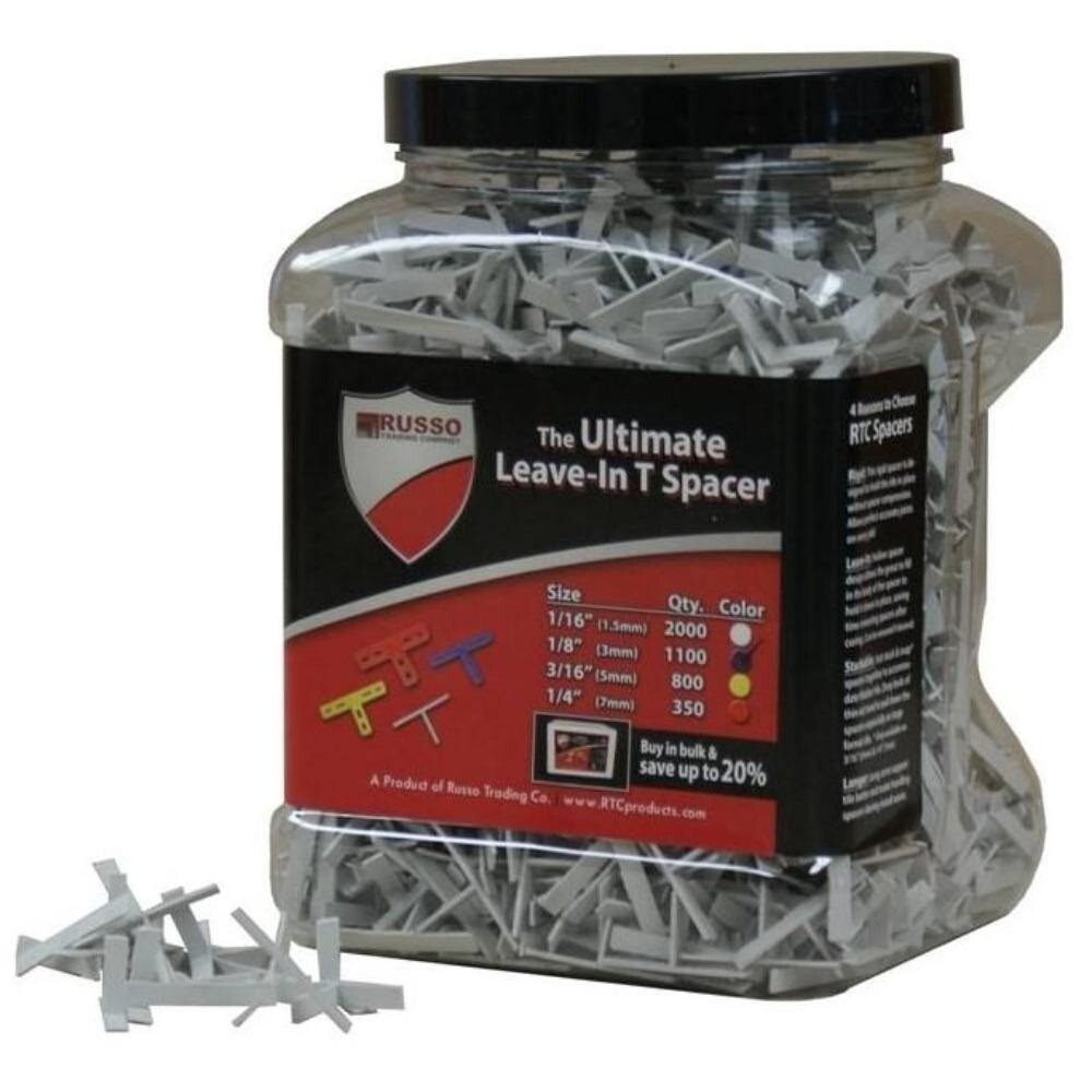 RTC RUSSO 1/16"  T-STYLE Ultimate Leave-In Tile Spacers 2000 Pieces