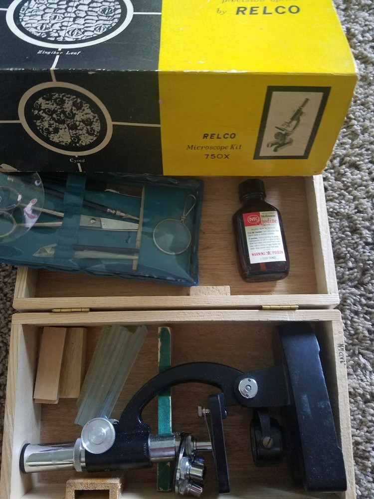 Vintage ~ Precision Optics by Relco ~ Microscope Kit 750X