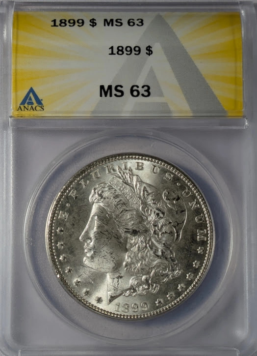 1899 Morgan Silver Dollar ANACS MS-63
