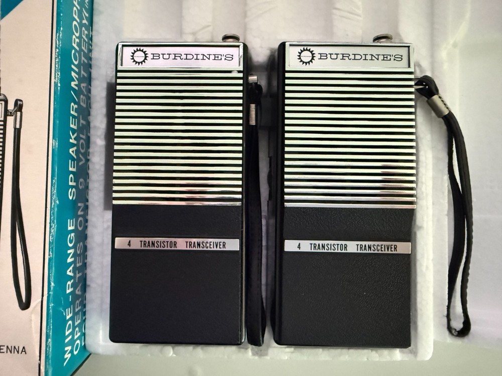 Vintage Burdine’s Solid State Walkie Talkie Set 4-Transistor Transceiver Model 3