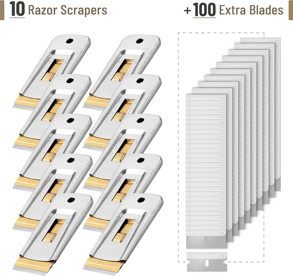 Bates- Metal Blade Scraper,30 Extra Blades, Scraper for Cleaning,