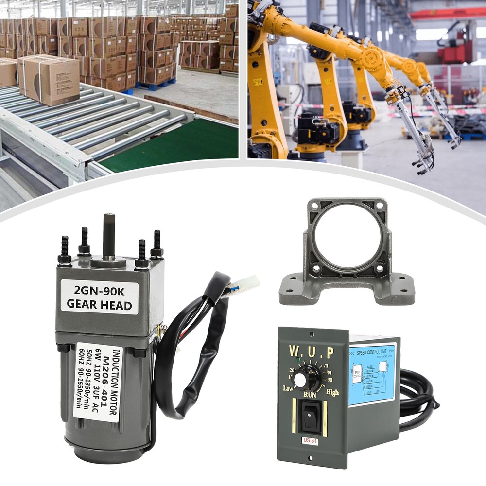 Adjustable AC 110V Worm Gear Motor 6W with Speed Controller and High Efficiency