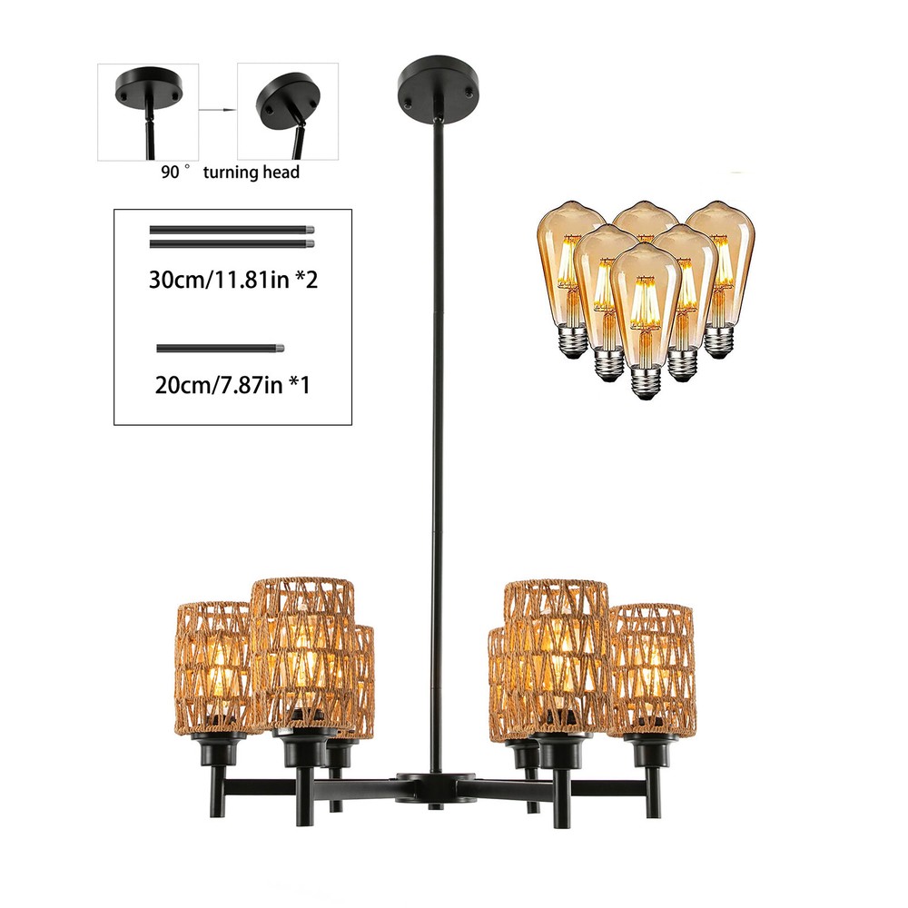 6-Head Pendant Lighting Ceiling Dimmable Modern Ceiling Light Chandelier