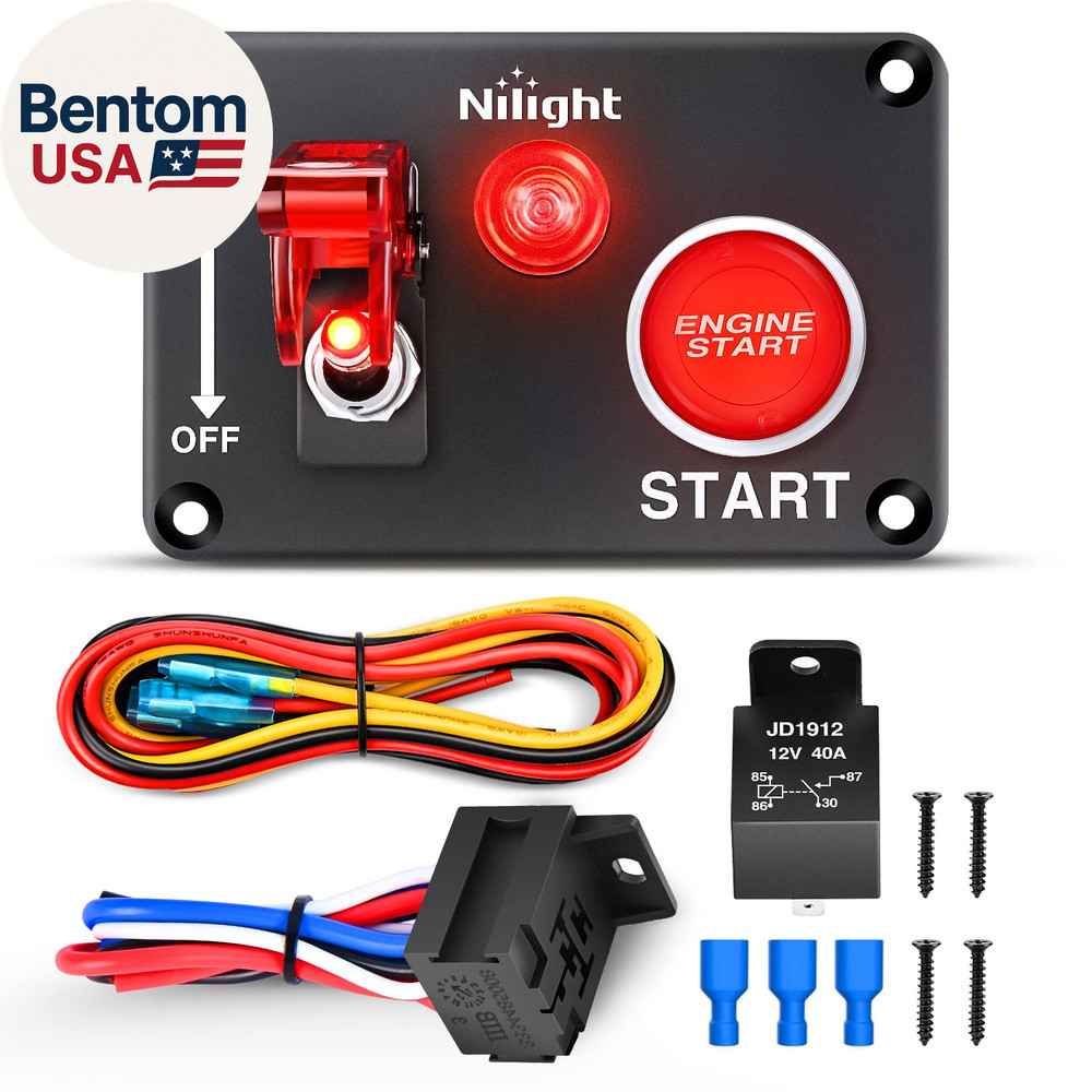 Ignition Switch Panel 12V 2 in 1 Rocker with Engine Push Button Toggle Switches