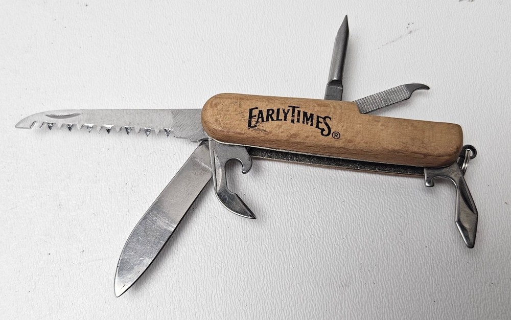 Early Times Whiskey Multi-Tool Utility Pocket Knife Wood