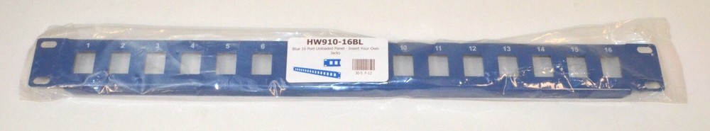 Unbranded 19" Patch Panel , Unloaded, Blue *New* HW910-16BL