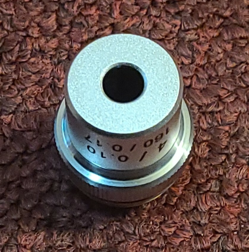 Vintage Replacement Microscope Objective Magnification Lens 4/0.10 160/0.17