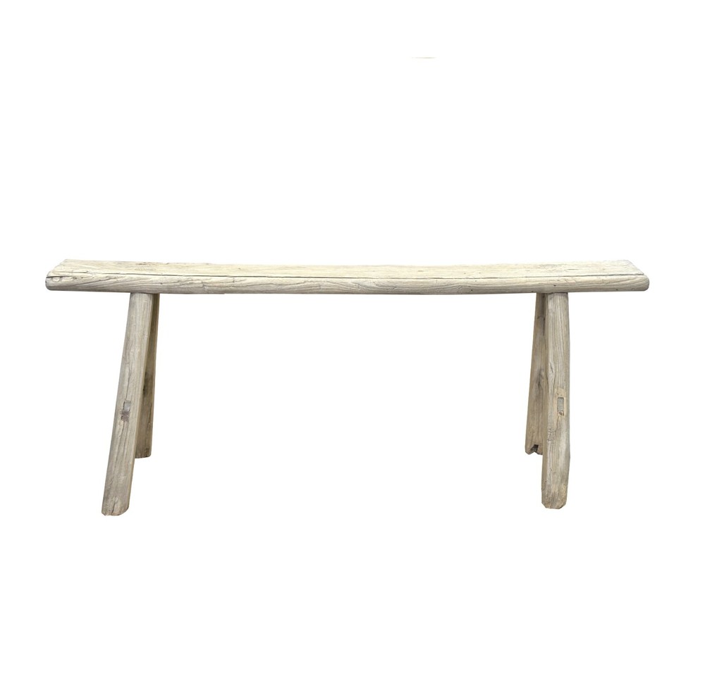 Raw Rough Wood Grain Rectangle Long Slim Stool Bench Side Table ws4630