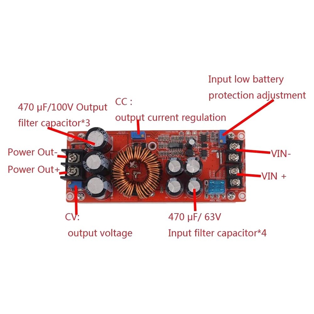1200W 20A DC Converter Boost Car Step Supply Module Adjustable Voltage 9944