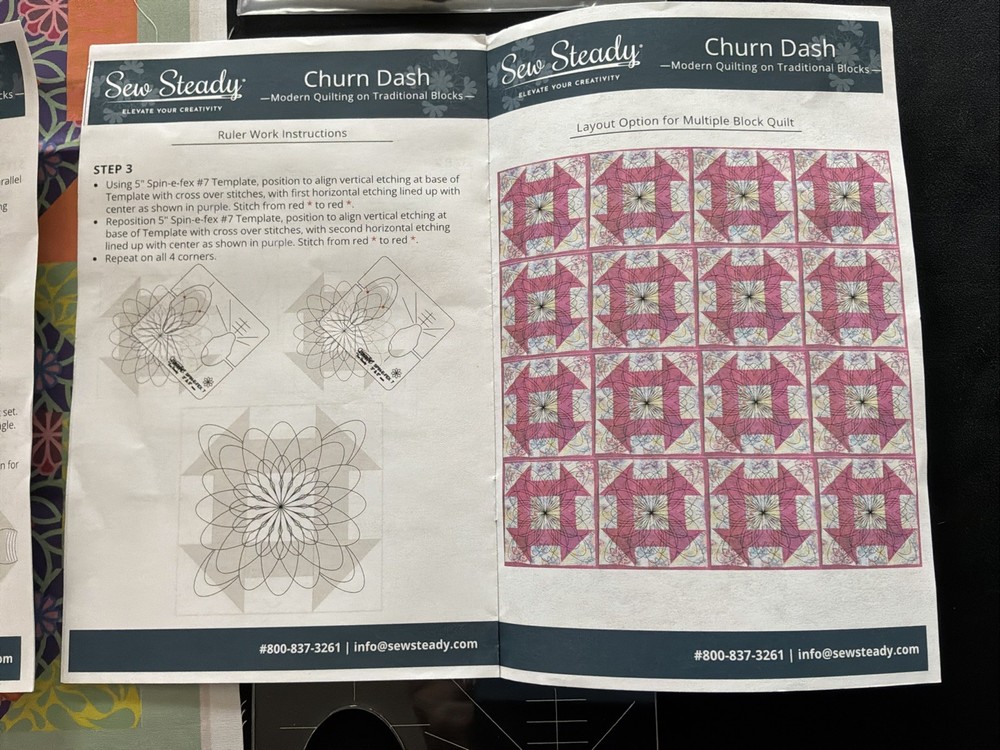 Sew Steady Churn Dash Template, Practice Fabric And Half Square Triangle