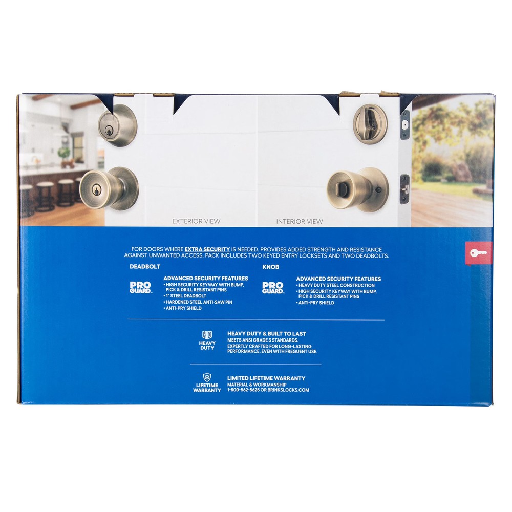 Brinks Keyed Entry Classic Bell Style Doorknob and Deadbolt Combo Twin pack *