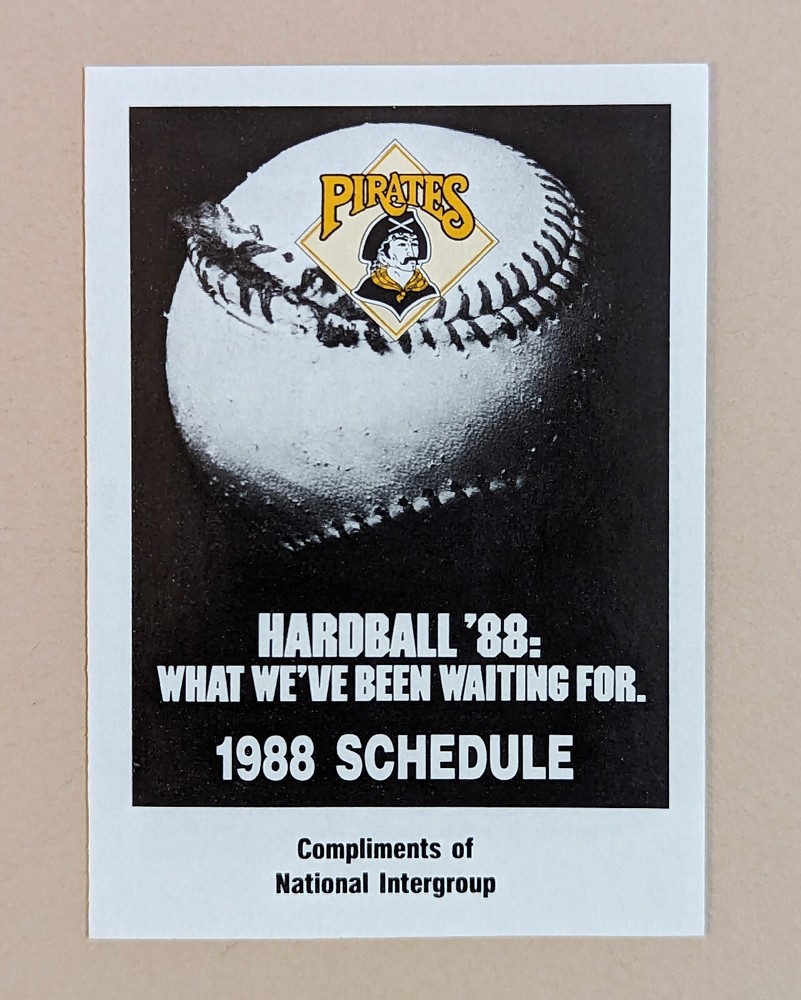 1988 Pittsburgh Pirates Baseball Pocket Schedule NATIONAL INTERGROUP ⚾️⚾️