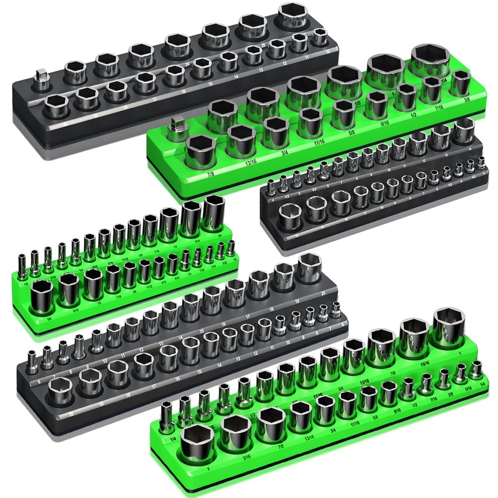 Magnetic Socket Organizer Holder Set For Tool Box Drawer, Toolbox Organizatio...