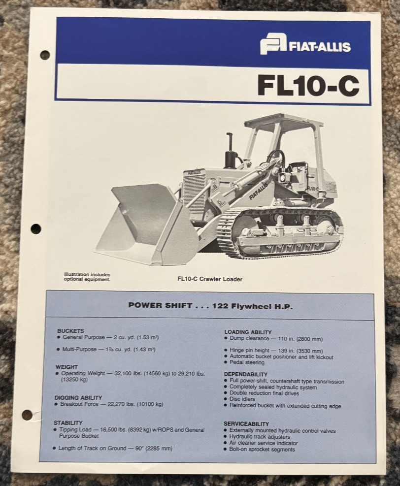 Fiat Allis FL10-C Crawler Loader Brochure AMIL25
