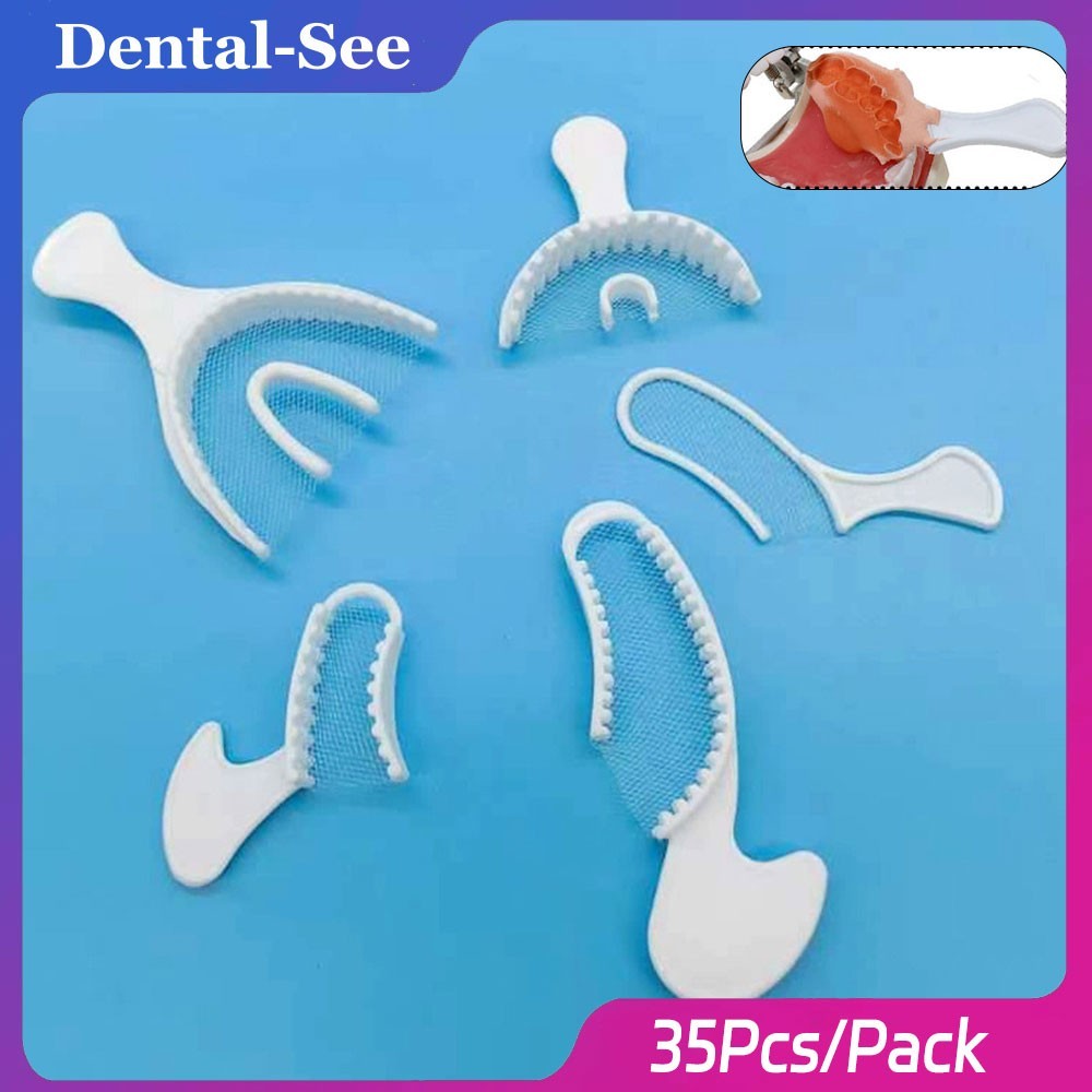 Dental Impression Bite Registration Triple Trays Disposable 35Pcs/Pack