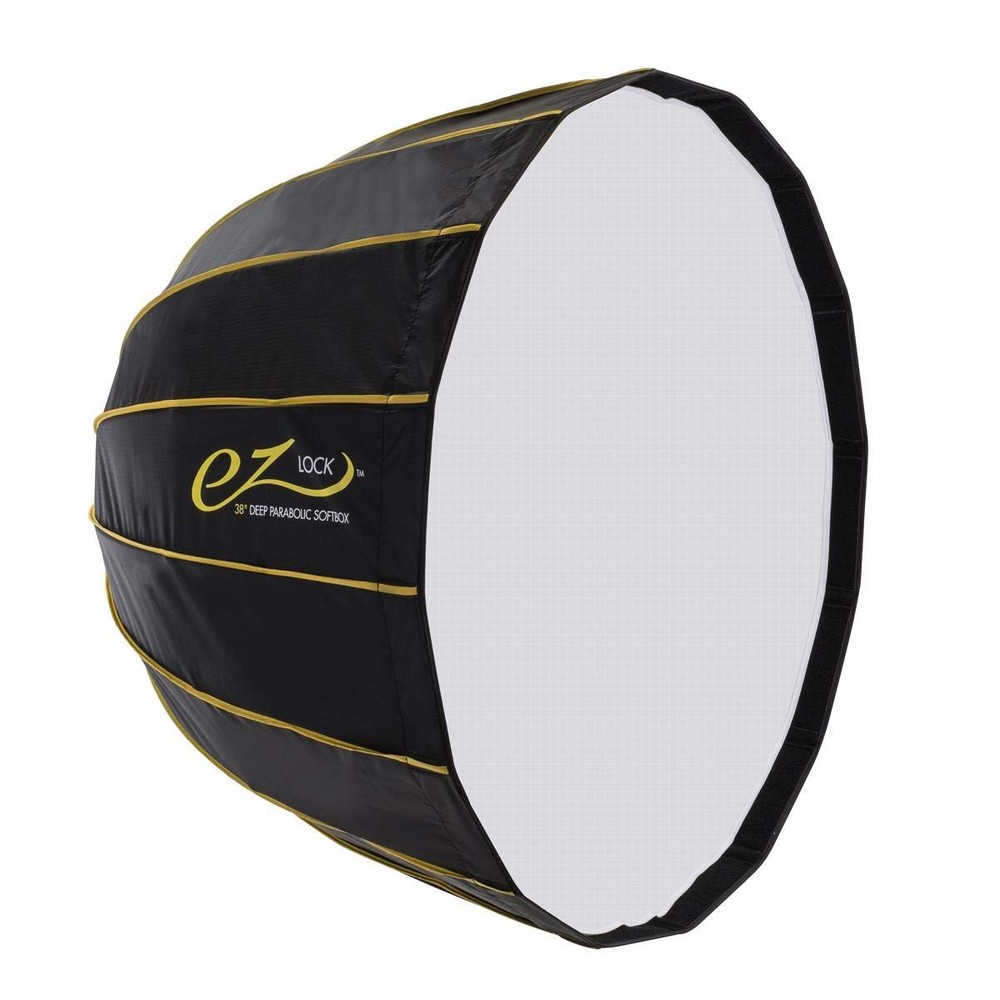 Glow EZ Lock 38" Deep Parabolic Quick Softbox, 16-Sided black, silver