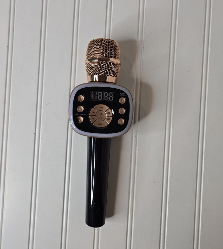 Singing Machine Karaoke Mic 2.0 Wireless & Bluetooth Microphone- Black/Gold