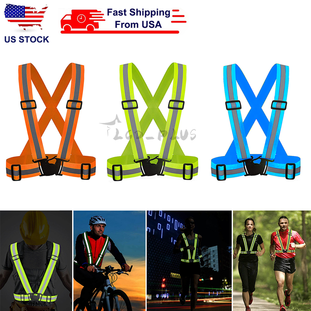 Safety Vest Adjustable Reflective Belt Stripe Strap Night Running Jogging Biking