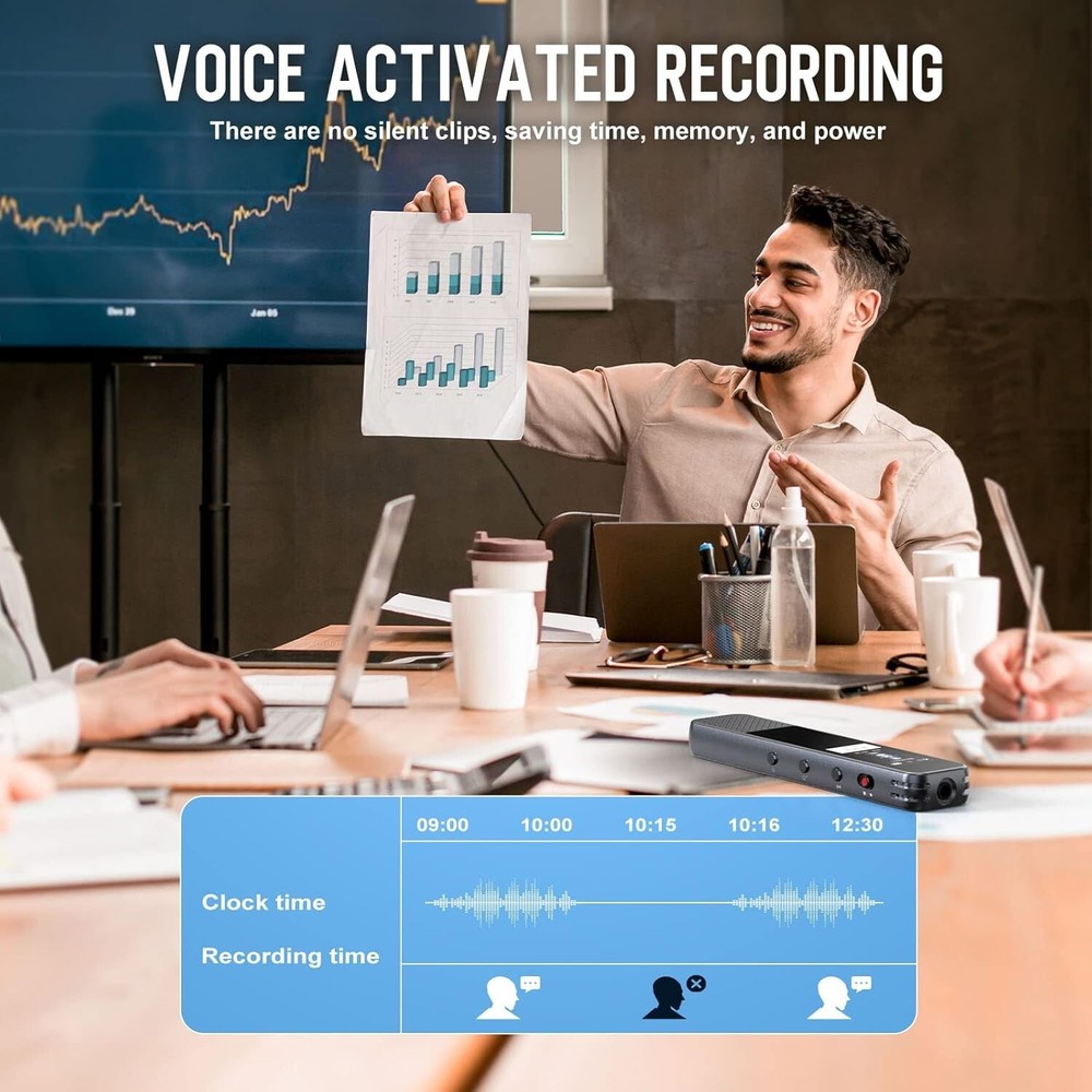 128GB Voice Recorder by COCONISE, 3072Kbps, MP3, A-B Loop, Password Lock