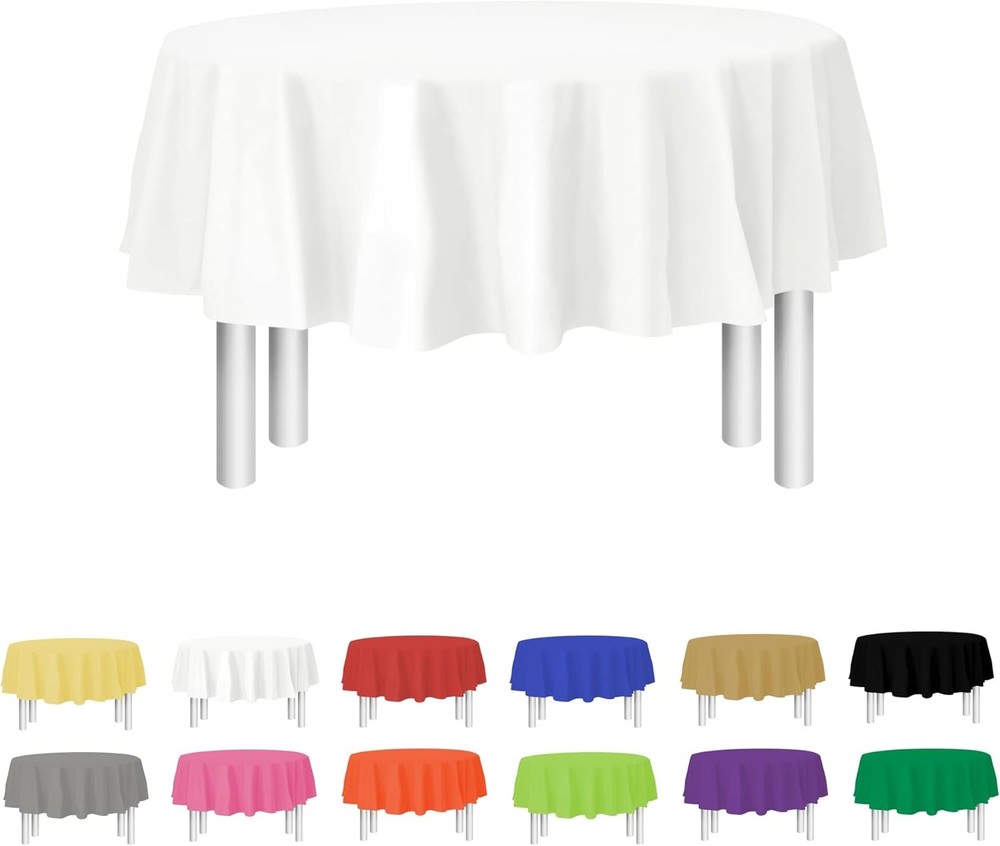 White Disposable Plastic Tablecloth Rectangle Tables 12 Pack Table Cloths