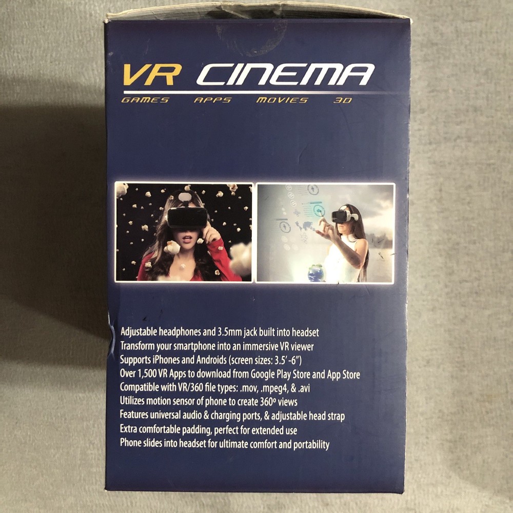 VR Cinema Viewer With Audio. Virtual Reality Headset.