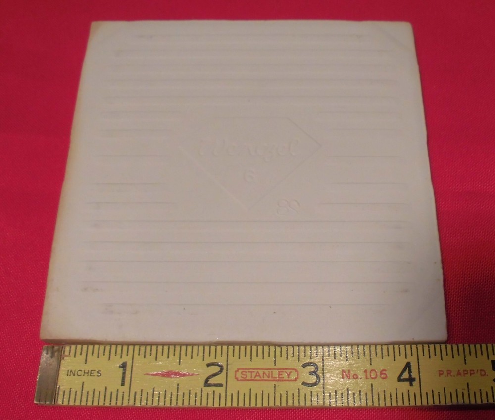 1 pc. White Background + Creamy Swirls: Matte Ceramic Tile Wenczel 4-5/16"