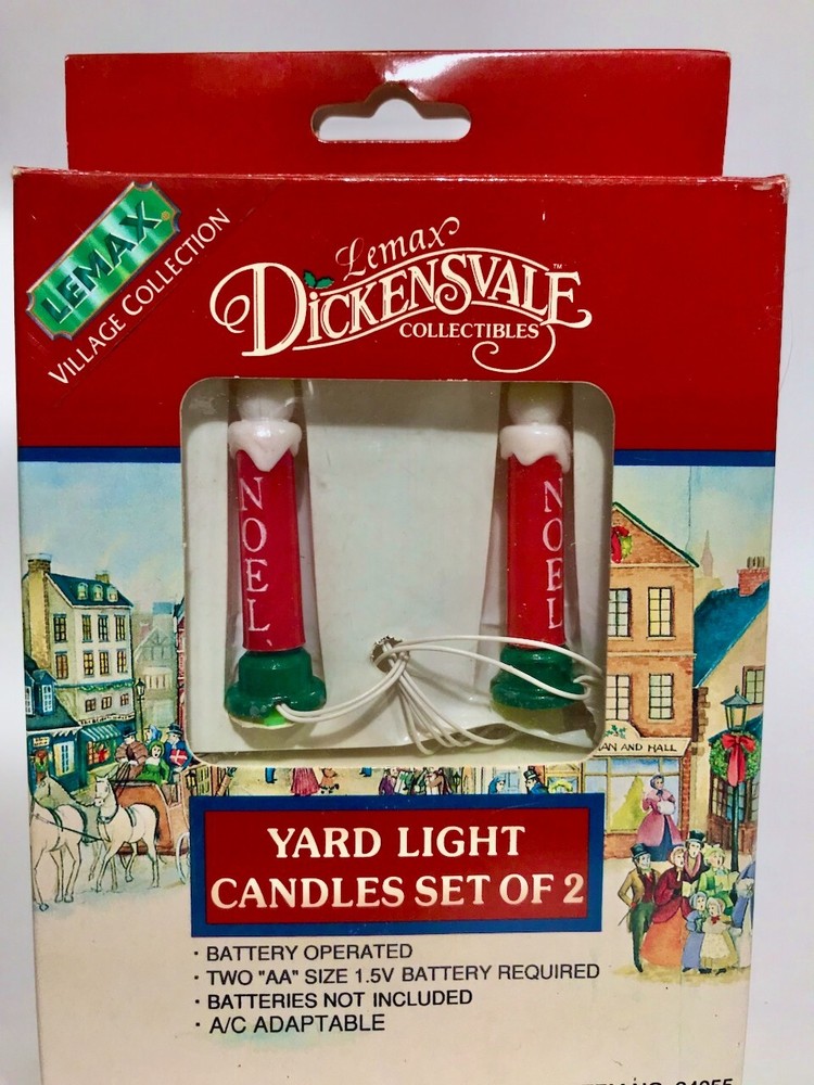 Lemax Xmas Yard Light Candles LIGHTED 34055 set/2 Released 1993 Retired 2003